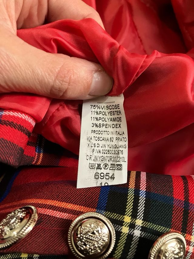 Giacca tartan rossa bottoni S