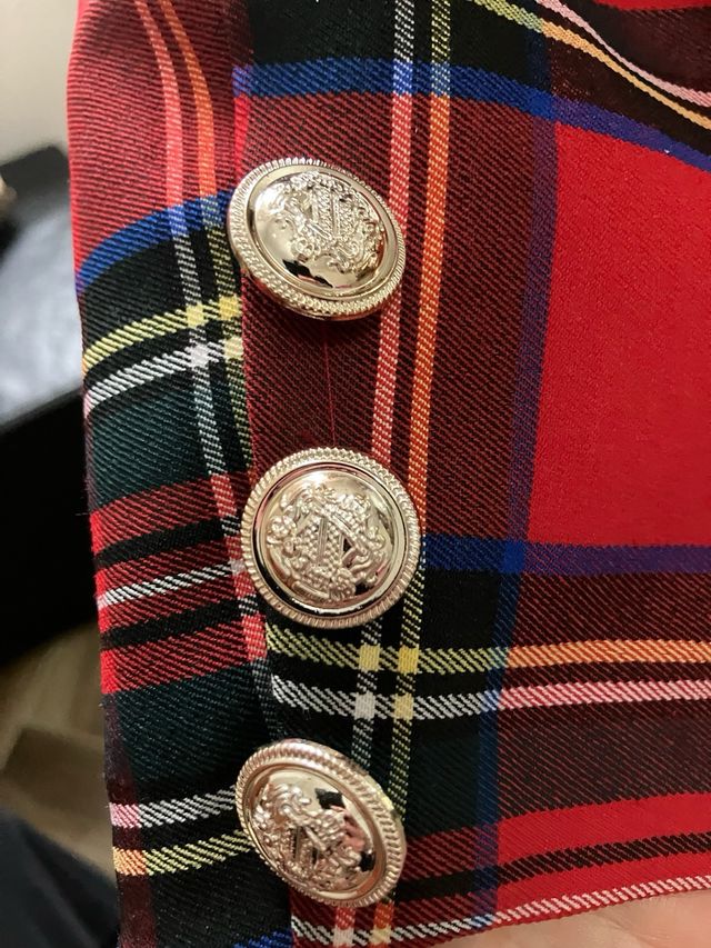 Giacca tartan rossa bottoni S