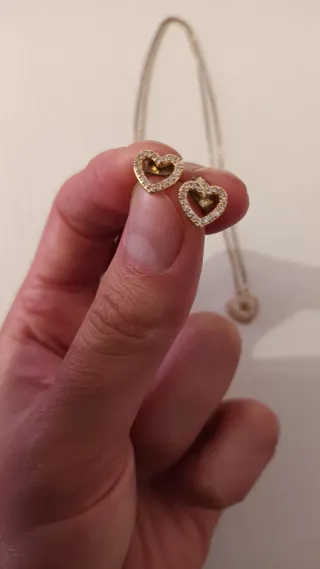 Collar y Pendientes Corazón con Circonitas