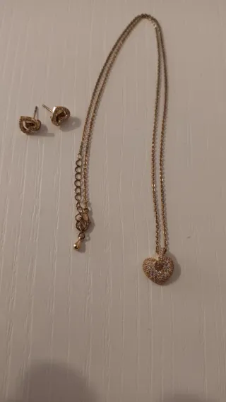 Collar y Pendientes Corazón con Circonitas