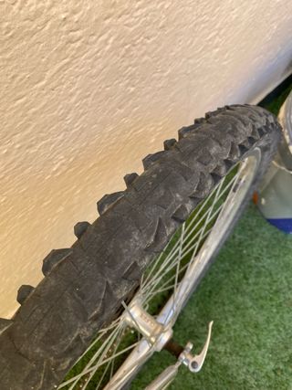 Bicicleta de montaña plateada