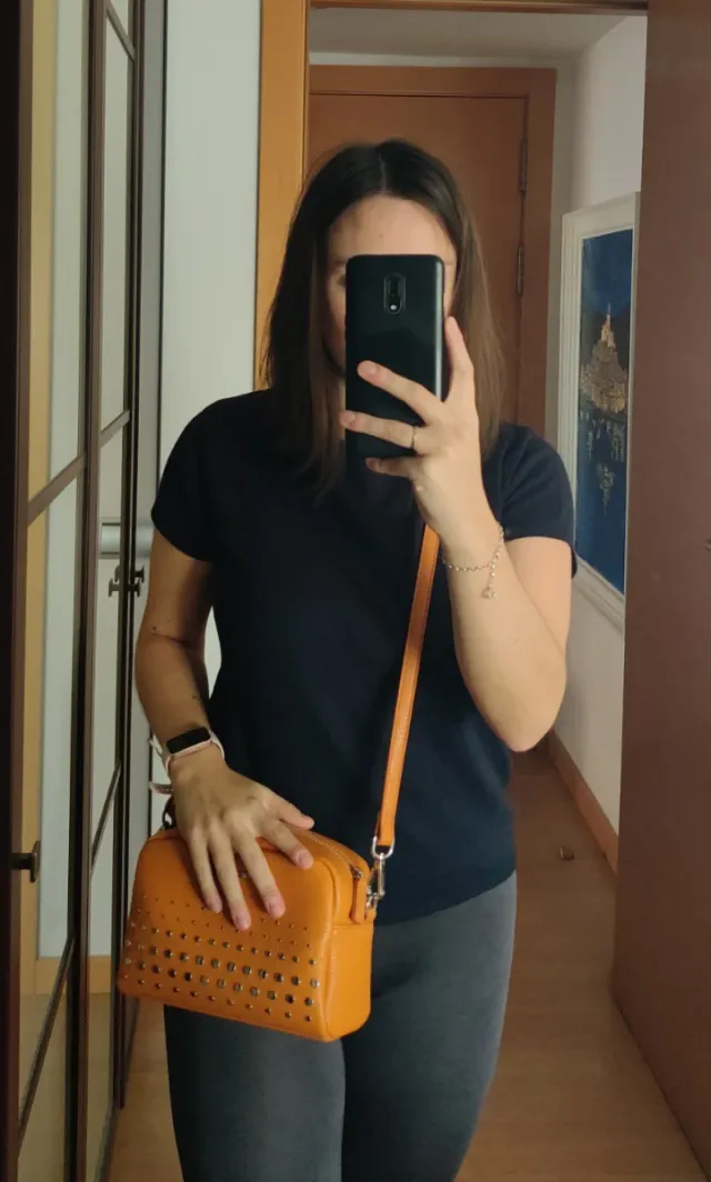 Bolso Adolfo Dominguez Naranja Tachuelas