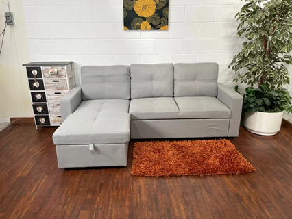 NUEVO! Sofá cama gris de tela + envío gratis