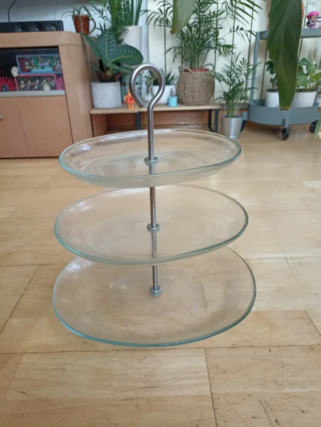 Expositor repostería cristal 3 plantas