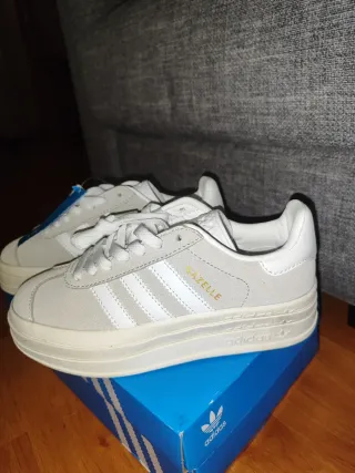 Adidas Gazelle Plataforma Blancas Nuevas