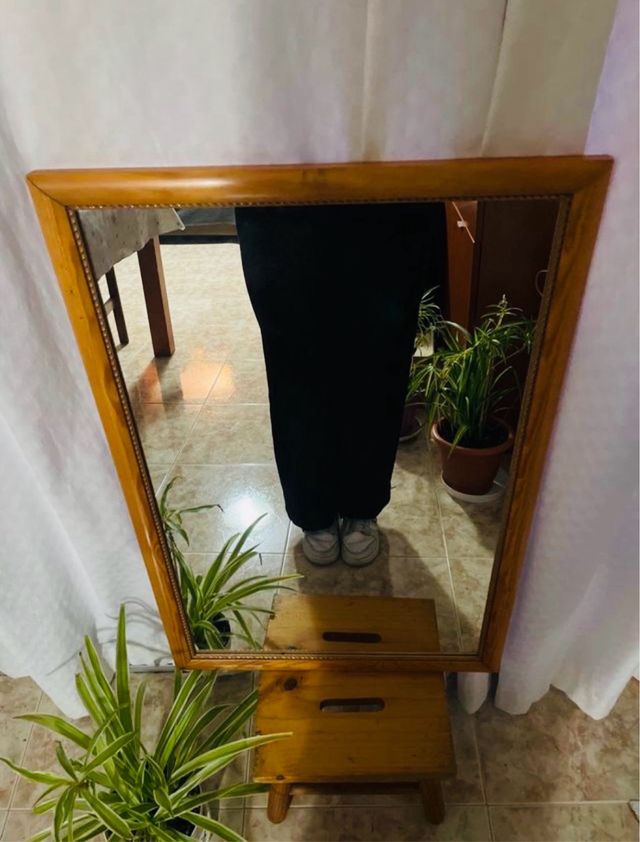 Espejo de madera natural