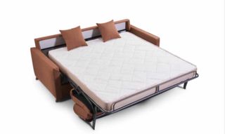 Sofá cama marrón con colchón doble