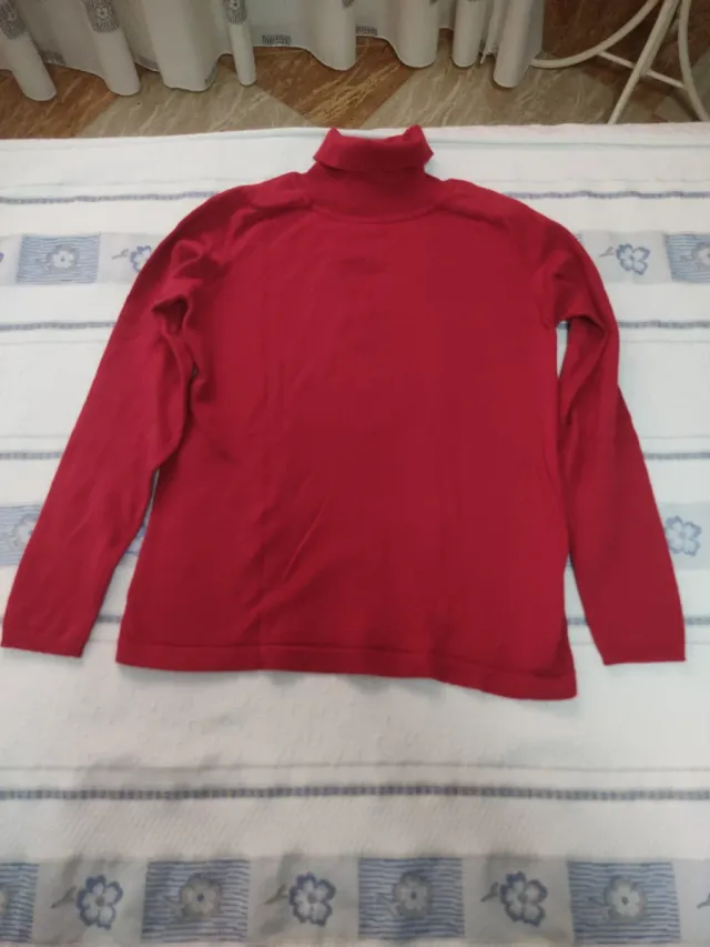 Jersey niña cuello alto rojo, talla 9_10
