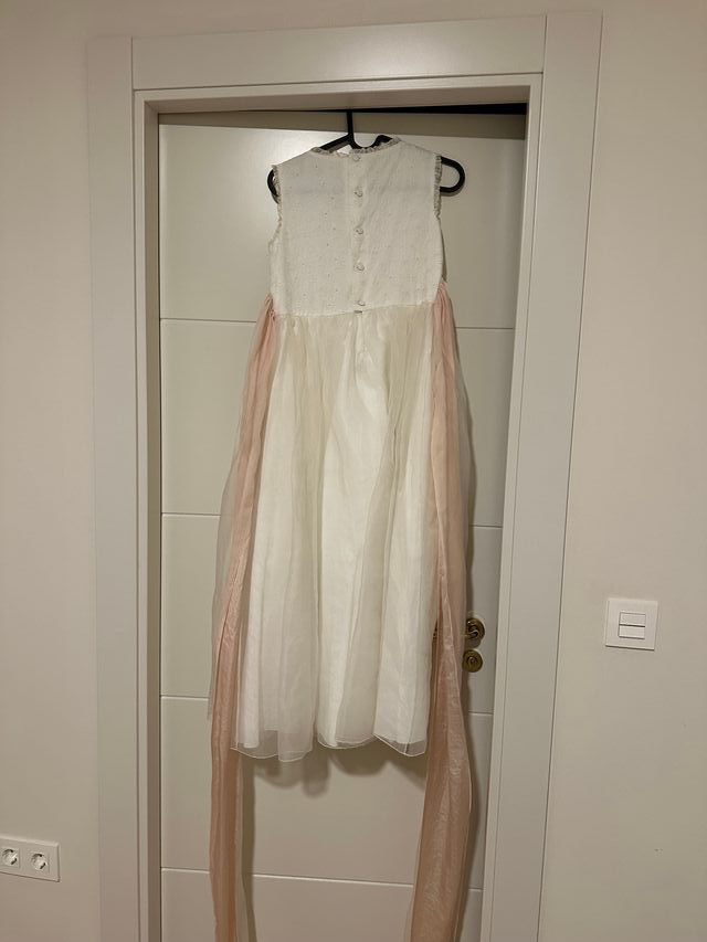 Vestido Primera Comunión Blanco y Rosa