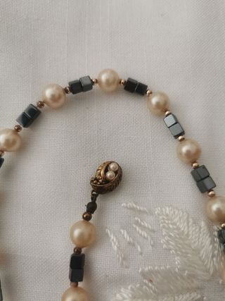 Collar Perlas Majorica Hematites Natural 80cm