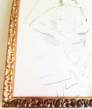 Disegno antico con cornice oro intagliata