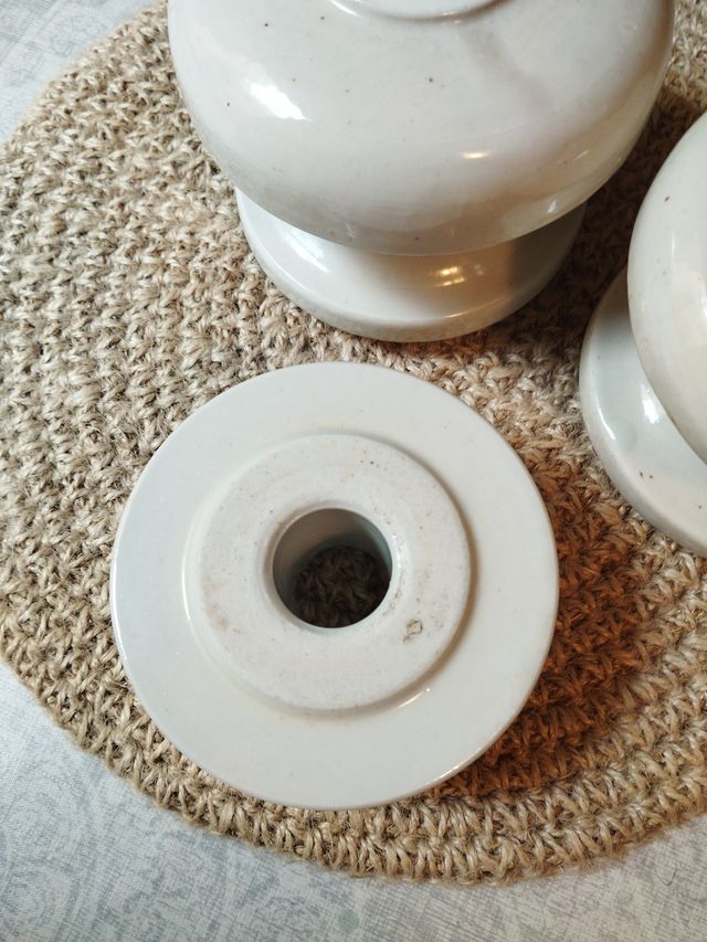 Lote 3 jícaras porcelana blanca