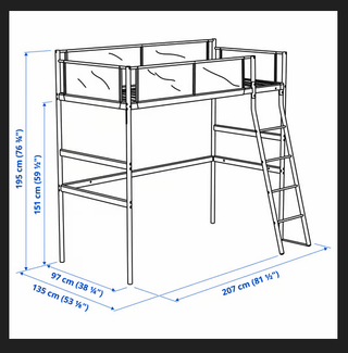 Letto alto IKEA grigio/bianco a basso consumo