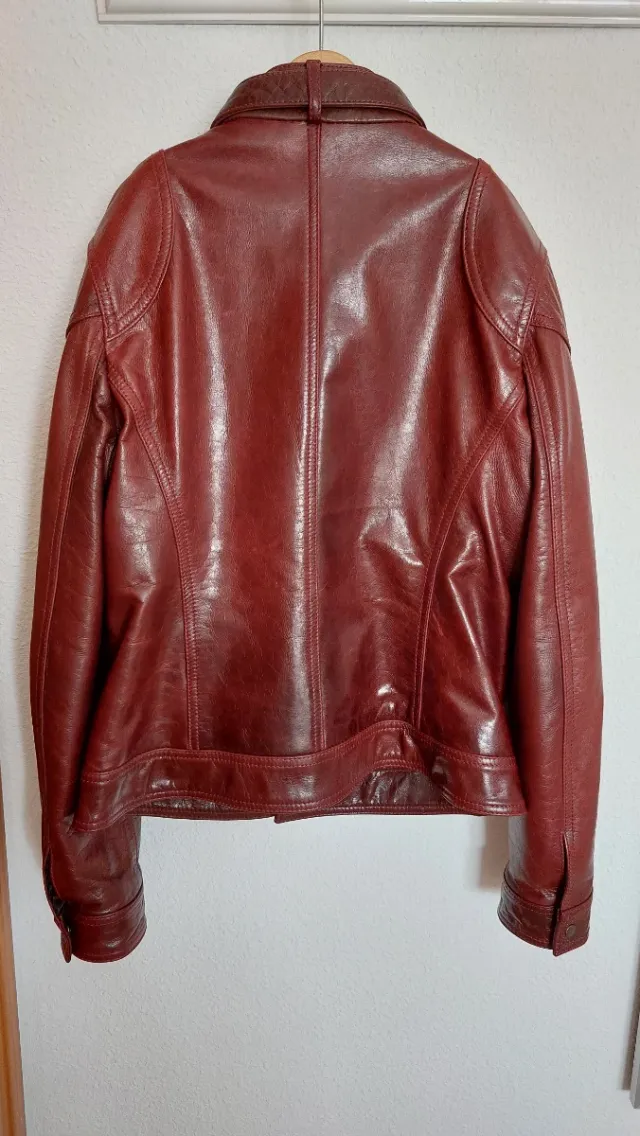 Chaqueta de piel mujer rojo bordeaux vino