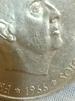 Plata 100 pesetas 1966 estrella 69 troquelada