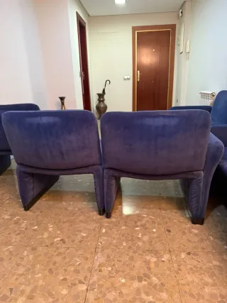 Poltrone modulari in tessuto blu