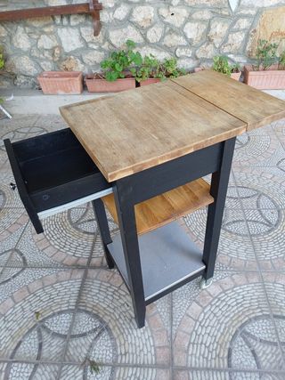 Mesa auxiliar madera y metal