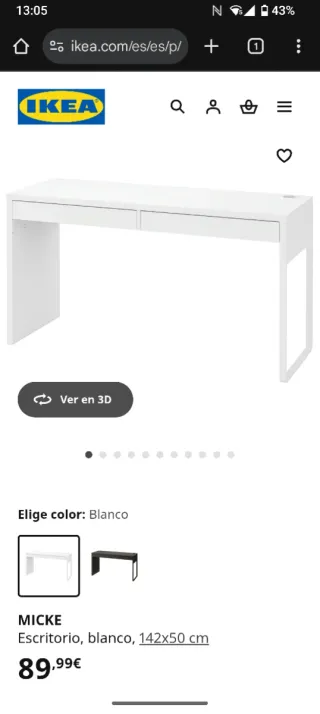 Mesa escritorio MICKE IKEA blanca