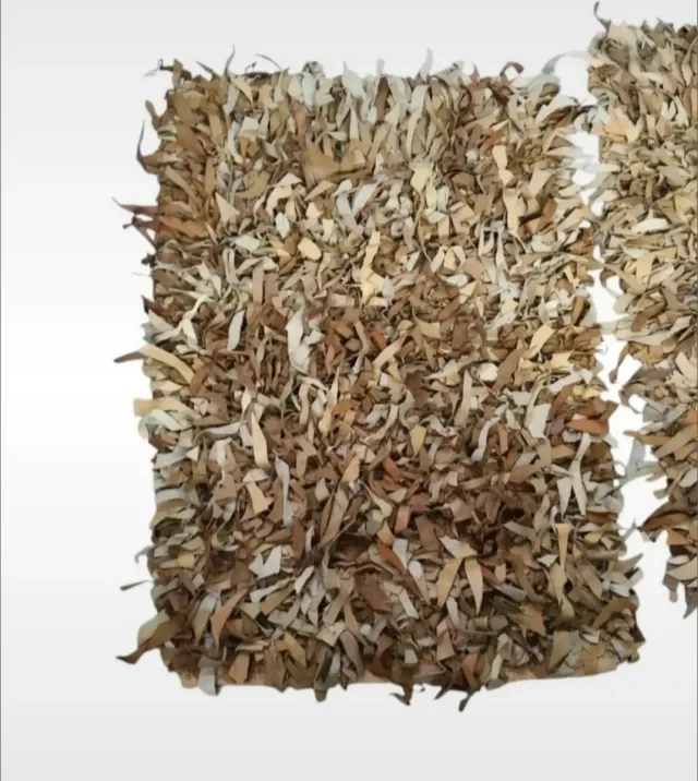 Coppia Tappeti Ecopelle Frange Beige/Marrone