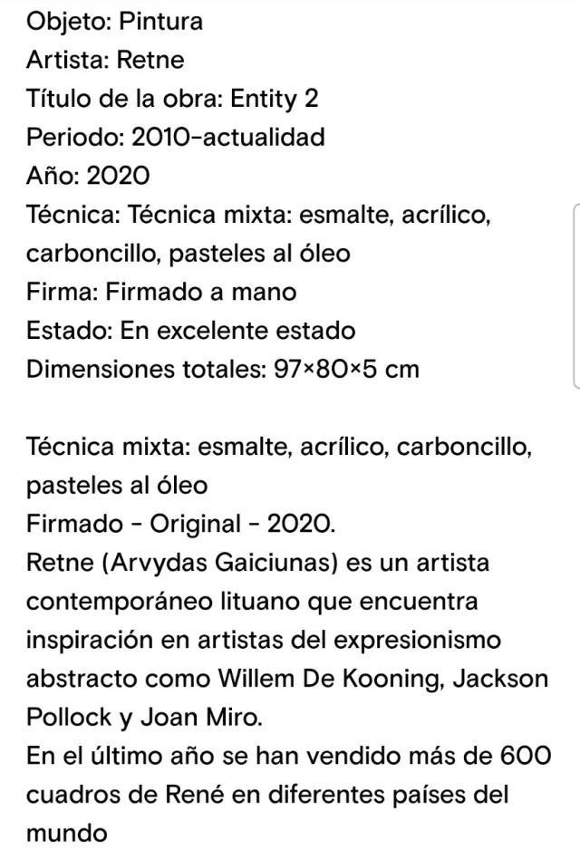 Pintura Retne Entity 2 Técnica Mixta