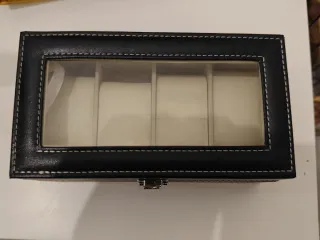 Cofanetto porta orologi in ecopelle nera