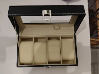 Cofanetto porta orologi in ecopelle nera