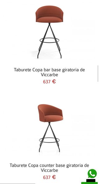 4 Taburetes Viccarbe Copa giratorios