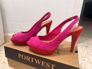 Zapatos tacón Carolina Boix rosa/rojo T.36