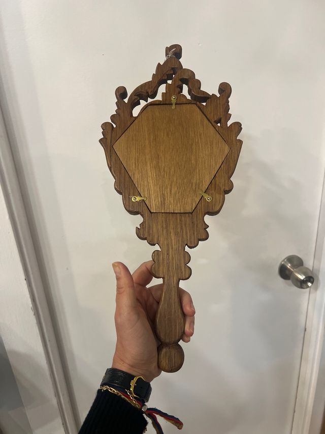 Espejo de mano madera tallada vintage