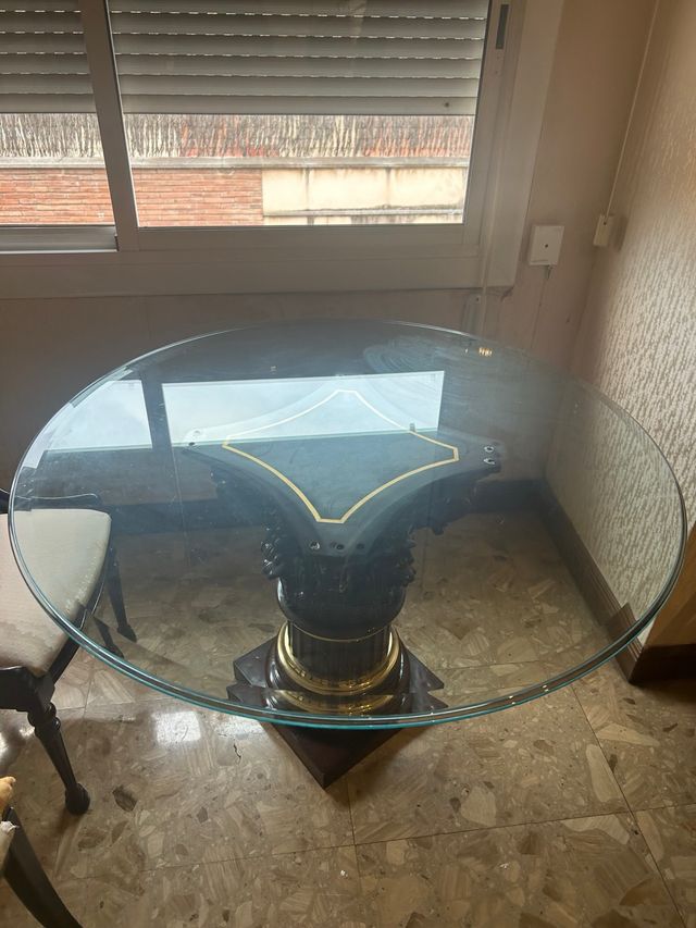 Mesa antigua madera y cristal