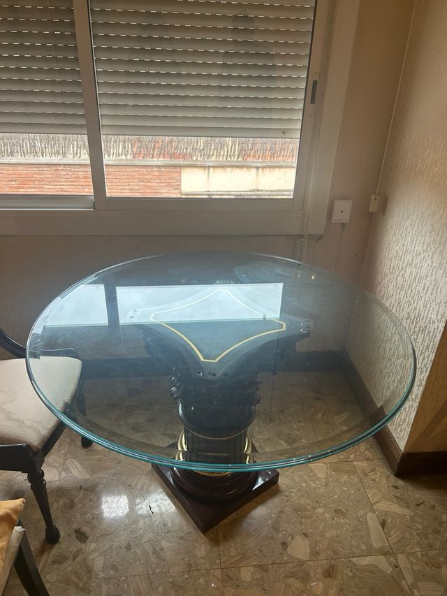 Mesa antigua madera y cristal