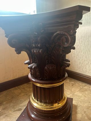 Mesa antigua madera y cristal