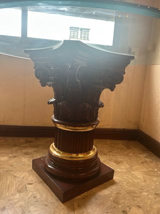 Mesa antigua madera y cristal