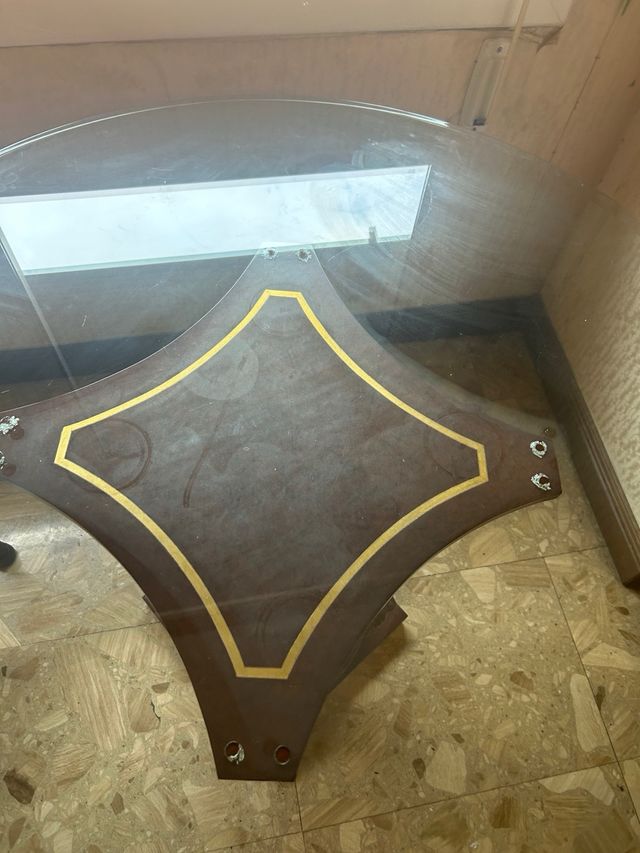 Mesa antigua madera y cristal