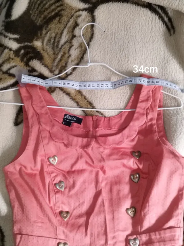 Vestido Rosa Pin-Up (Blanco): Botones Corazón M