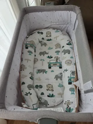 Cuna colecho Kinderkraft gris