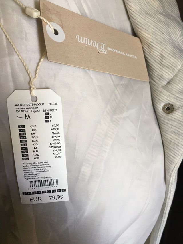 Giacca nuova 3/4 Tom Tailor Beige melange Taglia M