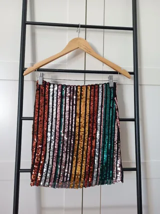 Falda de lentejuelas multicolor