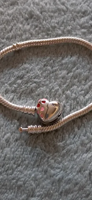 Pulsera Corazón Rosa y Plata