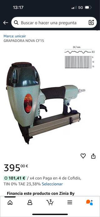 Pistola de chapa ondulada neumática Unicair