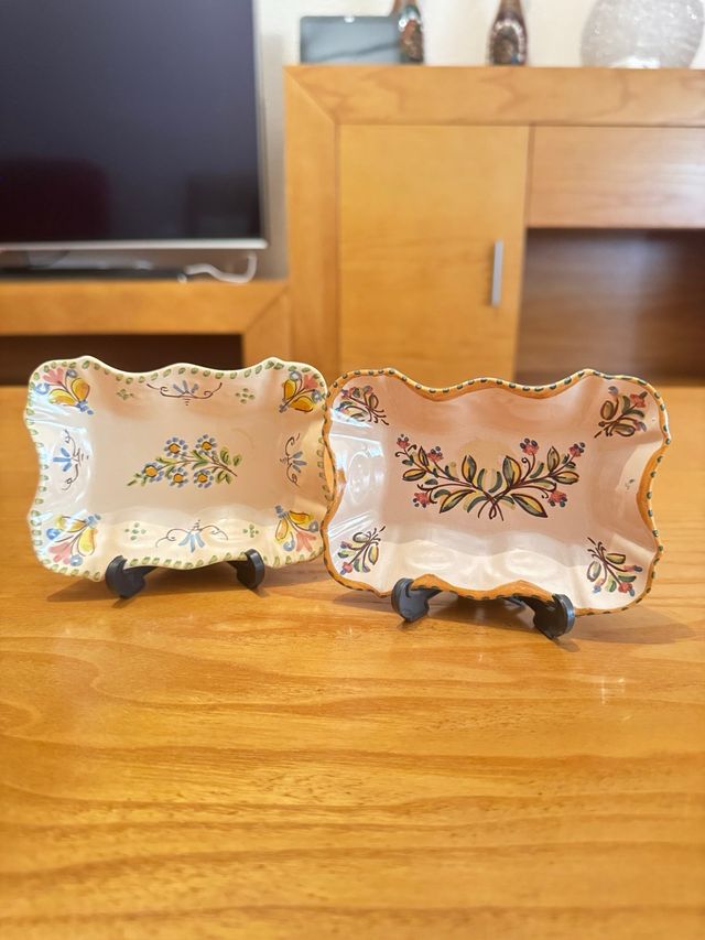 2 Bandejas Cerámica Decorativas Florales