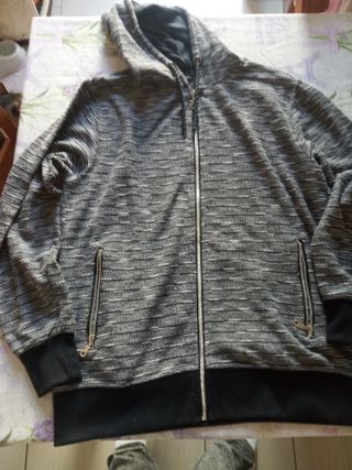 Felpa da uomo aperta cotone grigio/nera