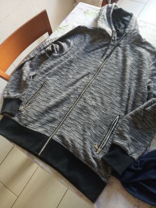 Felpa da uomo aperta cotone grigio/nera