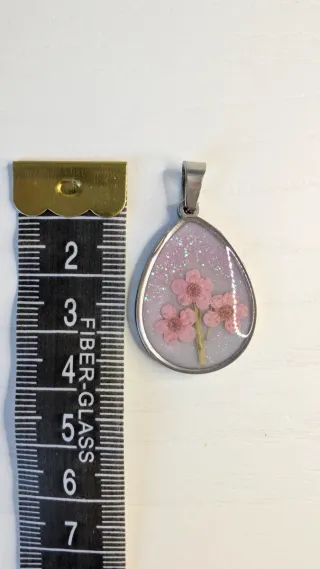 Collar Gota Flores Naturales Rosa y Plata