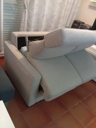 Sofá Cama Beige/Gris Tela