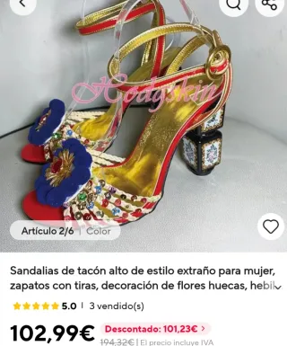 Sandalias Hodgskin Tacon Alto Flores Doradas Talla