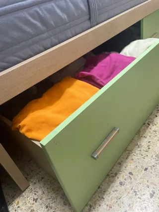 Cama juvenil con 2 cajoneras y colchón