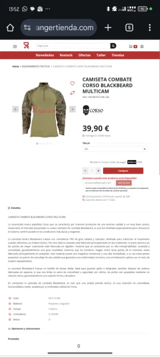 Traje completo Airsoft Corso sin usar