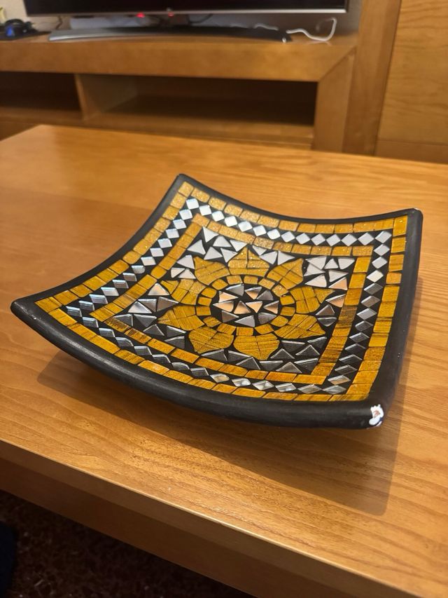 Vacía bolsillos mosaico dorado y plateado