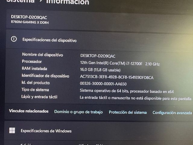 Ordenador I7 12700f Negro y Rojo